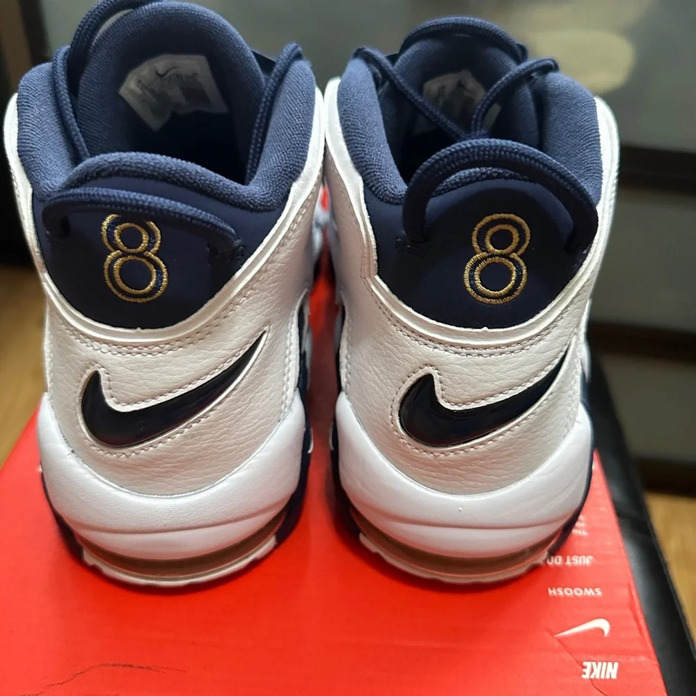 Nike Air Uptempo Navy and White Athletic Shoes - Picture 2 of 6
